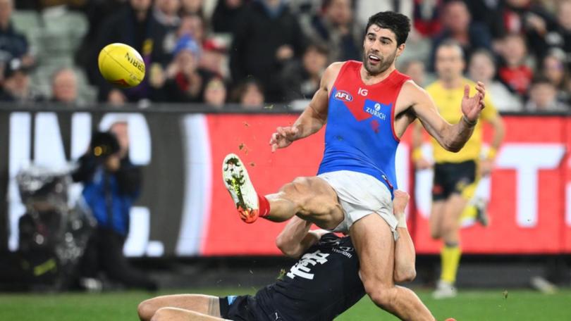 Christian Petracca did his immaculate best to try to drag Melbourne to victory against Carlton. (Joel Carrett/AAP PHOTOS)