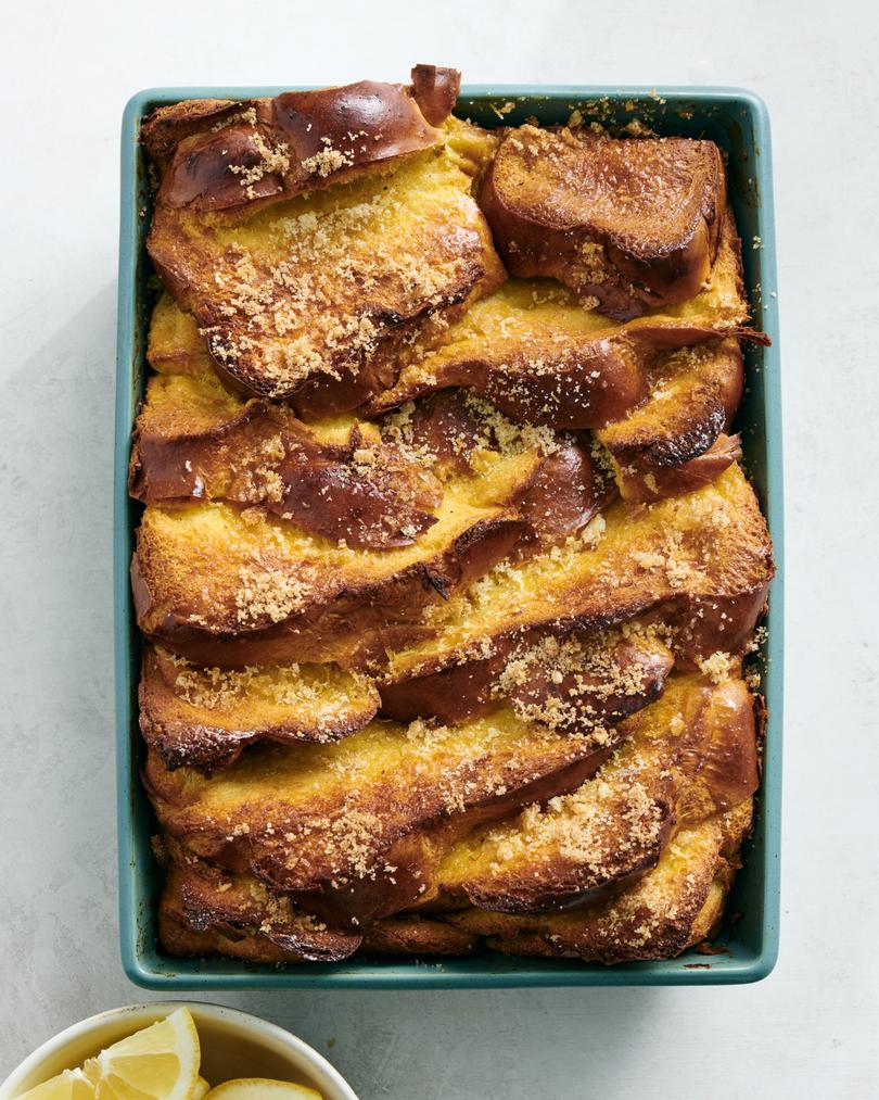Lemon souffl French toast. Sugar thats been rubbed with lemon zest infuses this more deluxe version of French toast. Food styled by Simon Andrews. (David Malosh/The New York Times)