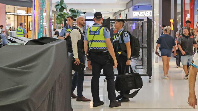 Police respond to an incident at Carousel Westfield in Cannington.