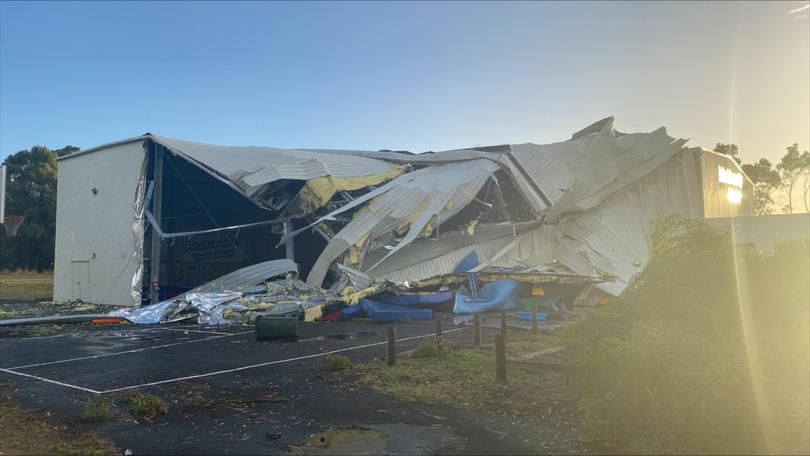 It is believed dozens of children were inside as a tornado tore through the centre in Withers, on the intersection of Parade Road and Wimbledon Way.