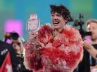 Nemo of Switzerland celebrates his win at the Eurovision Song Contest in Malmo, Sweden. 