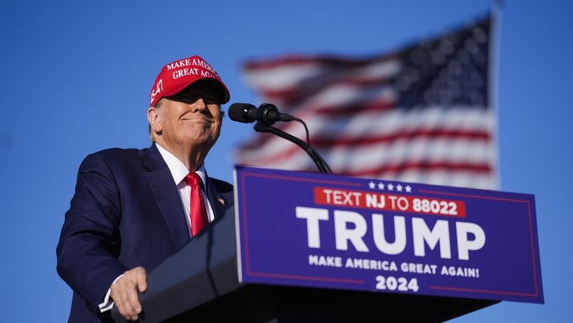 Republican presidential candidate Donald Trump speaks at a campaign rally in Wildwood, New Jersey. 