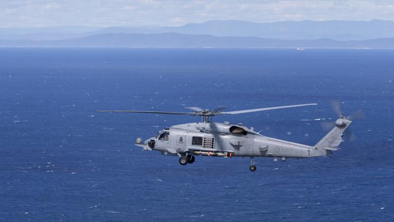 A Royal Australian Navy MH-60R Seahawk helicopter, the same model as the one involved in the latest military flare-up with China. 