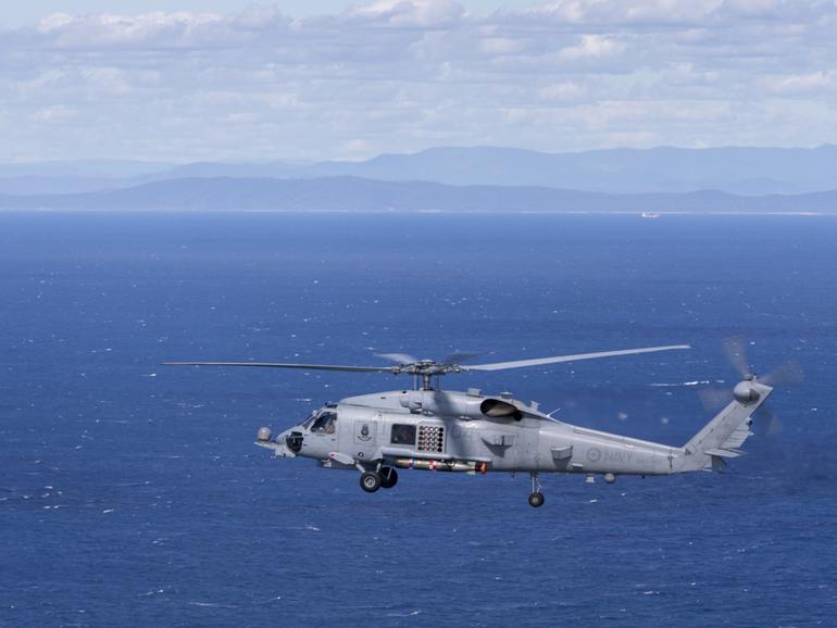 A Royal Australian Navy MH-60R Seahawk helicopter, the same model as the one involved in the latest military flare-up with China. 