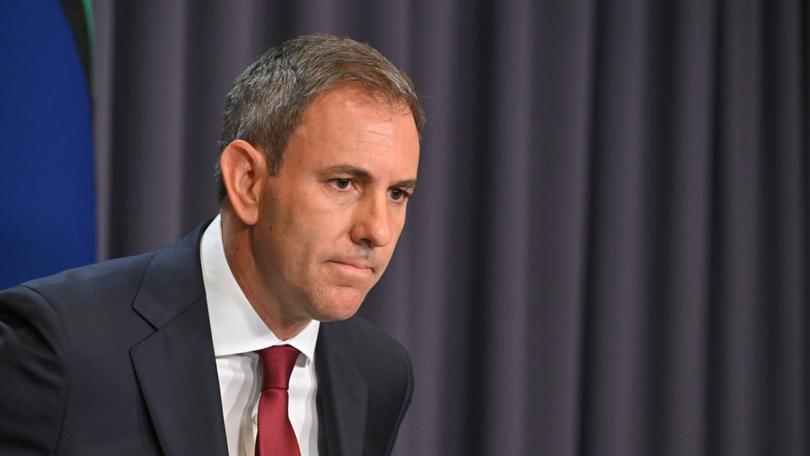 Treasurer Jim Chalmers at a press conference at Parliament House in Canberra.