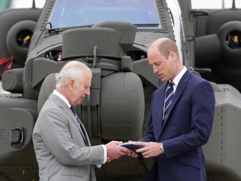 King Charles handed over the role of Colonel-in-Chief of the Army Air Corps to Prince William. (AP PHOTO)