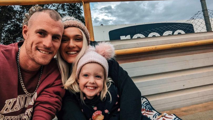 Alan and Tia Bondarczuk’s home in Withers was destroyed when the tornado ripped through the Bunbury suburb on Friday afternoon. PICTURED: Gracie Bondarczuk in hospital. 