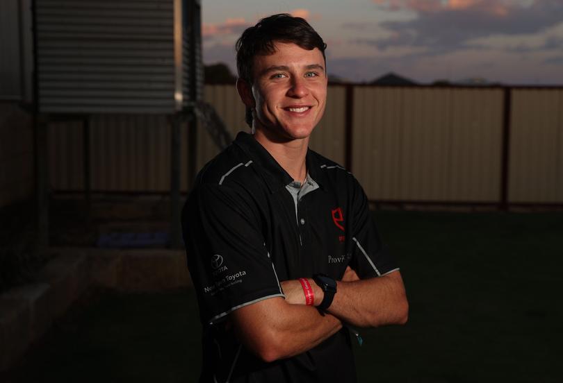 Aiden O’Driscoll pictured at home in Northam after being drafted.