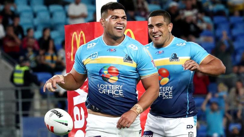 All smiles on the Gold Coast with David Fifita recommitting to the Titans for another two seasons. (Jason O'BRIEN/AAP PHOTOS)