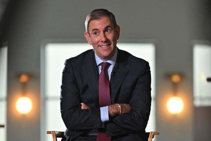 Treasurer Jim Chalmers during early morning television interviews at Parliament House in Canberra, Sunday, May 12, 2024. (AAP Image/Mick Tsikas) NO ARCHIVING