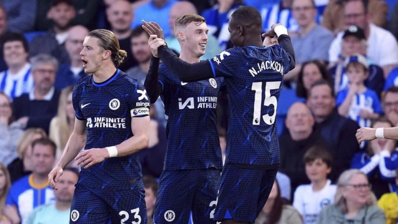 Another Cole Palmer (C) goal has helped Chelsea to a home EPL victory over Brighton. (AP PHOTO)