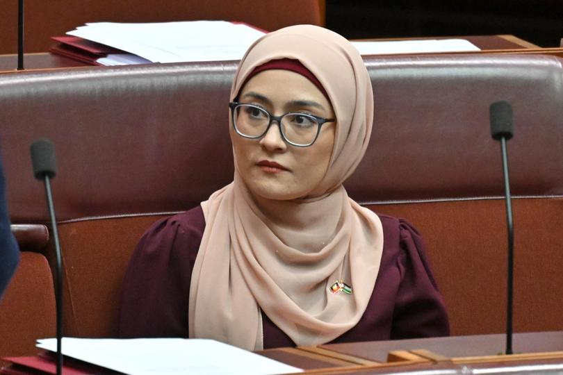 Labor Senator Fatima Payman in the Senate chamber at Parliament House in Canberra.