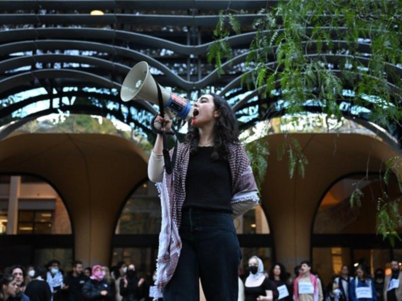 A Pro-Palestine rally at the University of Melbourne