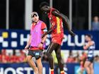 Gold Coast hope key defender Mac Andrew doesn't have a serious leg injury. (Darren England/AAP PHOTOS)