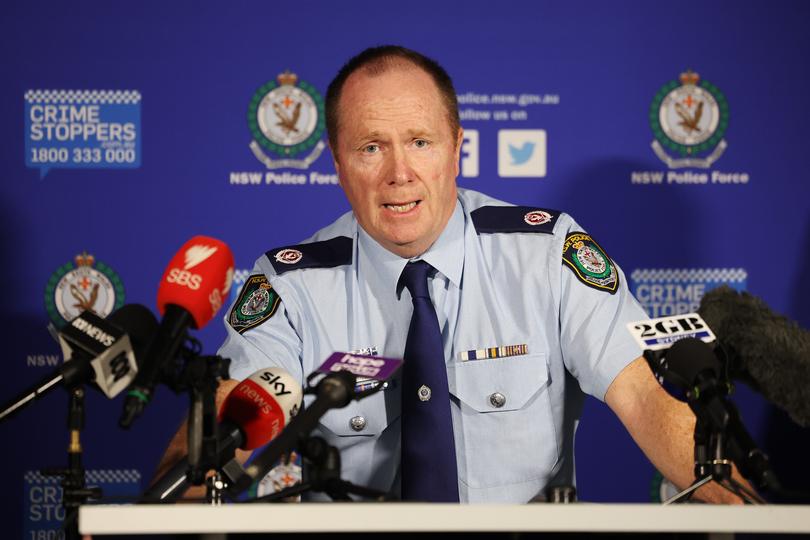 SYDNEY, AUSTRALIA - MAY 17: Assistant Commissioner Michael Fitzgerald, State Crime Commander speaks during a press conference at the NSW Police Headquarters, Parramatta on May 17, 2024 in Sydney, Australia. Three A-League players have been arrested this morning, following an investigation by the Organised Crime Squad into alleged betting corruption under Strike Force Beaconview. (Photo by Mark Metcalfe/Getty Images)