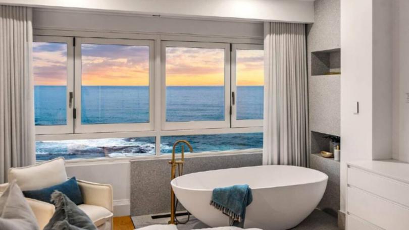 The view from the bathtub in the master suite at 1 Ocean Terrace, Newcastle East