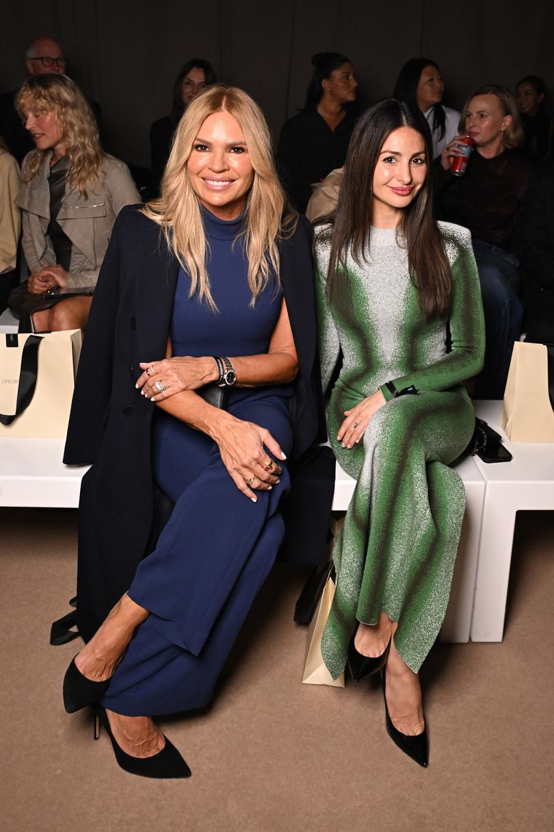 SYDNEY, AUSTRALIA - MAY 13: Sonia Kruger (L) arrives ahead of the Carla Zampatti Presented by Porsche show during Australian Fashion Week Presented By Pandora 2024 at Carriageworks on May 13, 2024 in Sydney, Australia. (Photo by James Gourley/Getty Images for AFW)