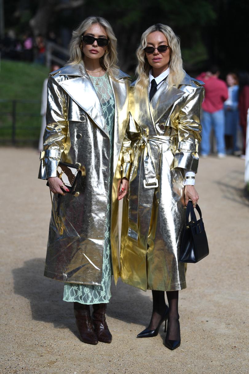 SYDNEY, AUSTRALIA - MAY 16: (L-R) Emily Gurr aand Saskia Wotton attend the Blanca show during Australian Fashion Week Presented By Pandora 2024 at Vaucluse House on May 16, 2024 in Sydney, Australia. (Photo by Wendell Teodoro/Getty Images for AFW)