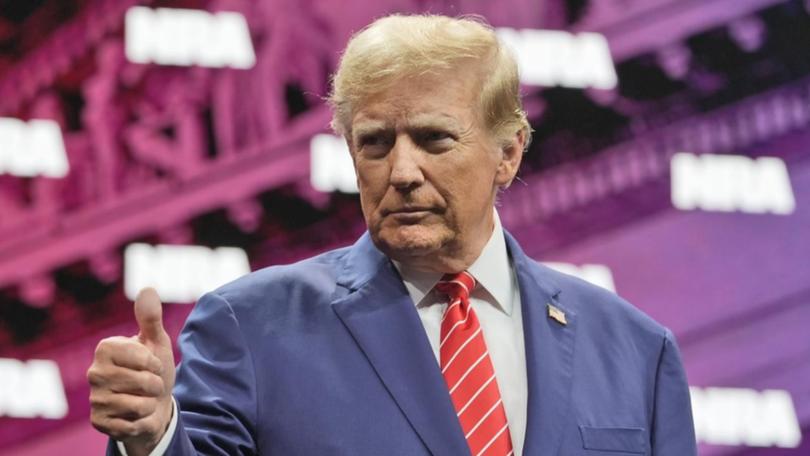 Former US president Donald Trump at the National Rifle Association Convention in Texas. 