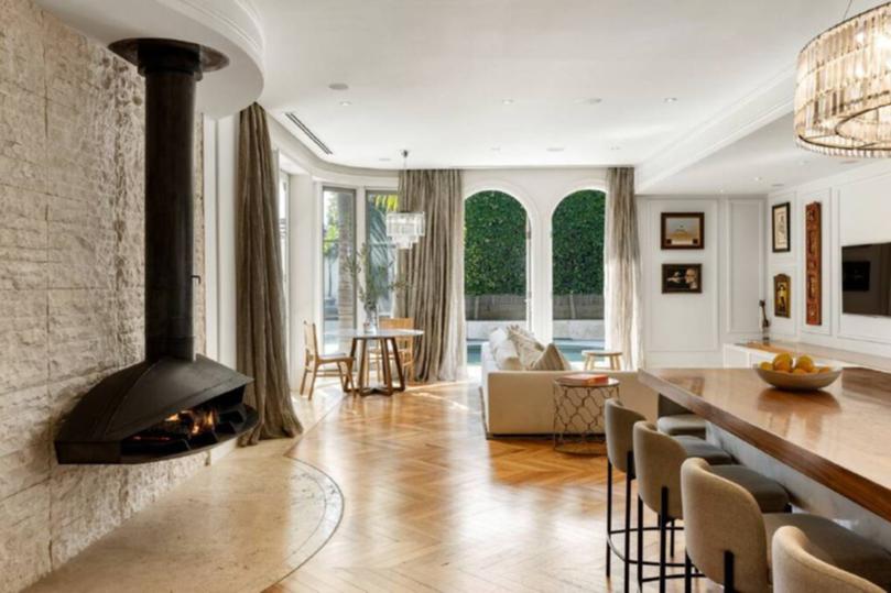 10 Mulgoa Street in Brighton is listed with a guide of $15 million to $16.5 million with Robert Fletcher at Forbes Global Properties. The fireplace and dining room