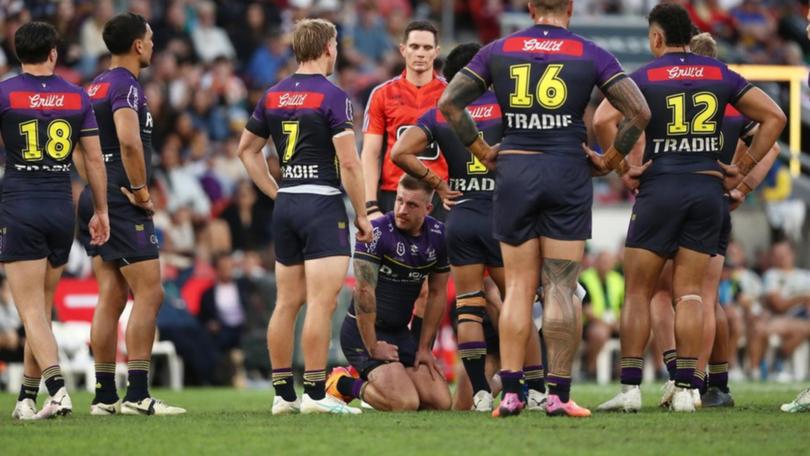 Cameron Munster (centre) will miss the State of Origin series because of an adductor tendon tear. (Jason O'BRIEN/AAP PHOTOS)