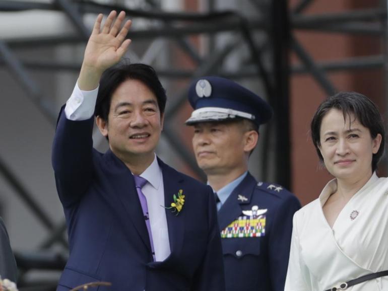 Taiwan president Lai Ching-te and vice president Hsiao Bi-khim (right) at the inauguration in Taipei (AP PHOTO)