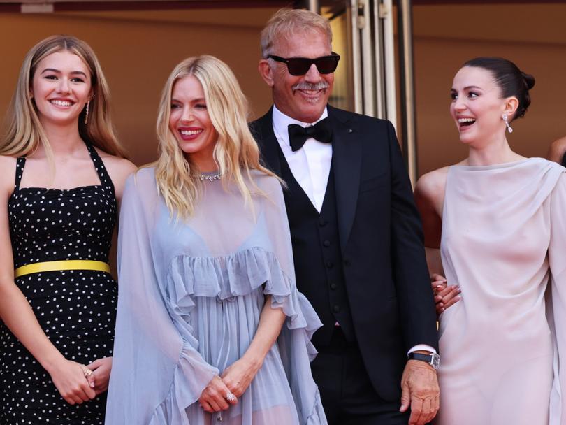 Kevin Costner with female stars at Cannes