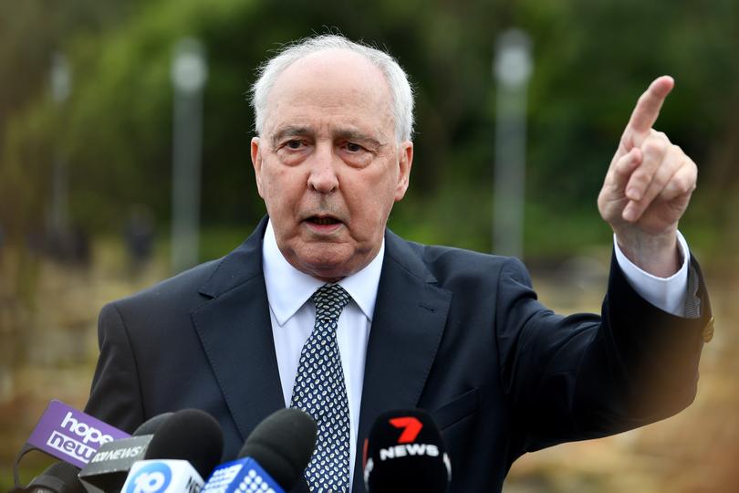 Former Prime Minister Paul Keating speaks to the media during a press conference at the Barangaroo precinct, in Sydney, Thursday, October 20, 2022. (AAP Image/Bianca De Marchi) NO ARCHIVING