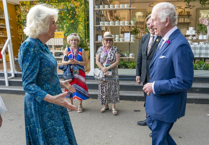 Charles and Camilla toured the grounds, chatting with visitors.