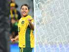 PERTH, AUSTRALIA - OCTOBER 26: Sam Kerr of the Matildas celebrates her goal during the AFC Women's Asian Olympic Qualifier match between Australia Matildas and IR Iran at HBF Park on October 26, 2023 in Perth, Australia. (Photo by James Worsfold/Getty Images)