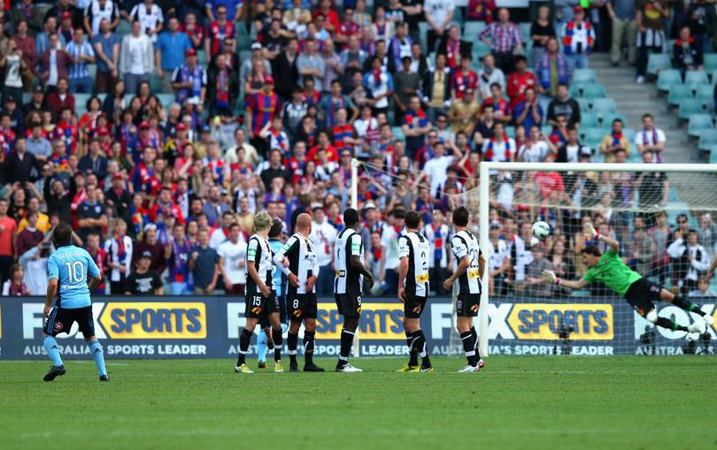 Alessandro Del Piero scores his first goal for Sydney FC.