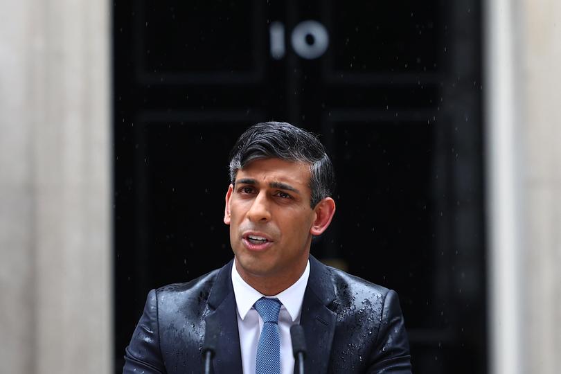 LONDON, ENGLAND - MAY 22: UK Prime Minister Rishi Sunak, announces the date for the UK General Election at Downing Street on May 22, 2024 in London, England. After much speculation across the UK media today, Sunak announces the UK General Election will be held on July 4th.  (Photo by Peter Nicholls/Getty Images)