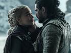Emilia Clarke as Daenerys Targaryen and Kit Harington as Jon Snow in Game of Thrones.  
