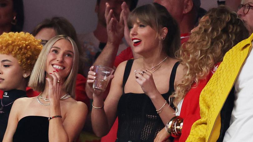 Taylor Swift in a Dion Lee corset at this year’s Super Bowl.