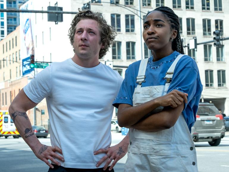 Carmy and Sydney, played by Jeremy Allen White and Ayo Edebiri, in season two of The Bear.