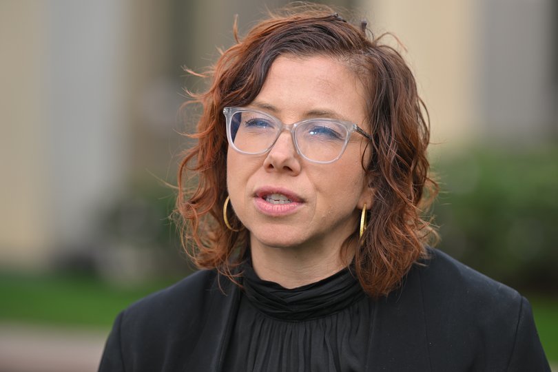 Minister for Social Services Amanda Rishworth at a press conference at Parliament House in Canberra, Wednesday, August 2, 2023. (AAP Image/Mick Tsikas NO ARCHIVING