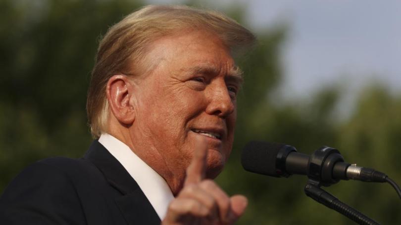 Former president Donald Trump speaks at a rally