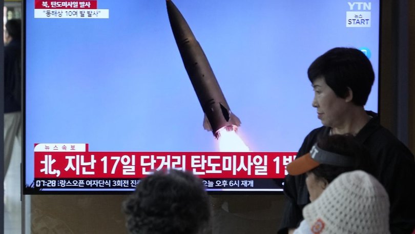 North Korea has fired a barrage of suspected short-range ballistic missiles, South Korea says. (AP PHOTO)