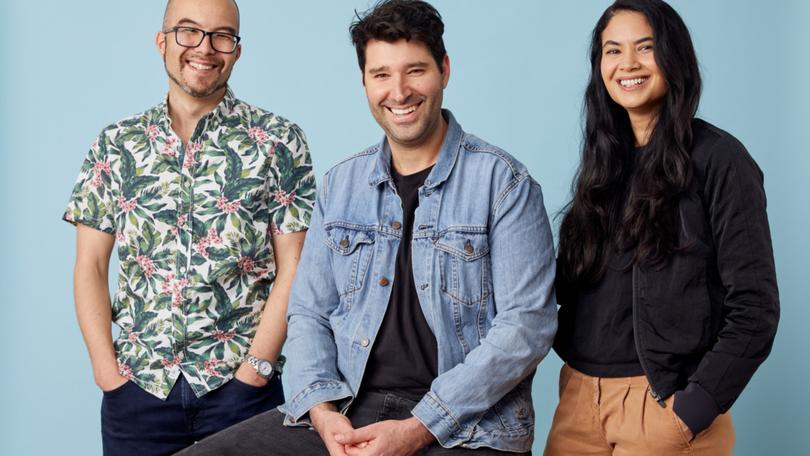 Canva founders Cameron Adams, Cliff Obrecht and Melanie Perkins. Supplied