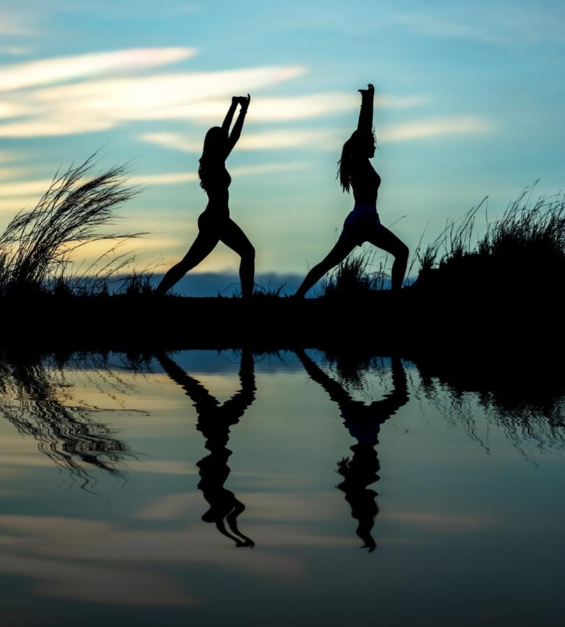 women, yoga, silhouettes