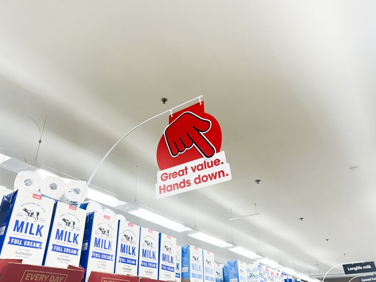 The Coles supermarket campaign maybe ‘Down, down’ but things are looking up, up for investors in the major retailer.  