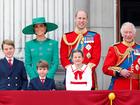 Prince George, Catherine, Princess of Wales, Prince Louis, Princess Charlotte, Prince William and King Charles during last year’s Trooping the Colour.
