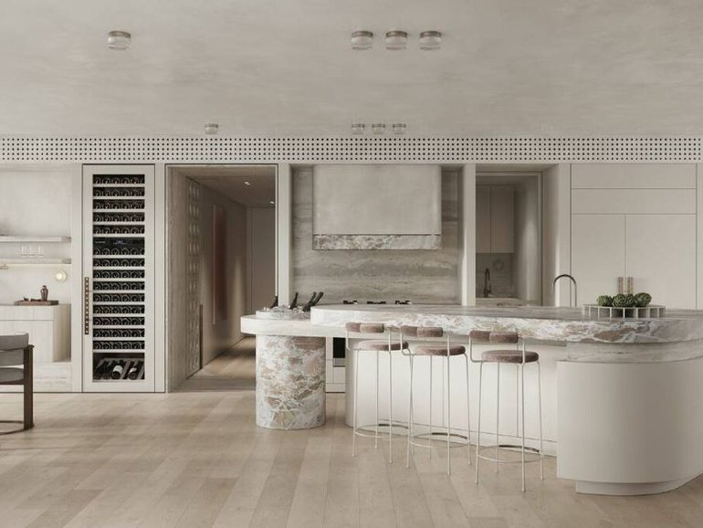 The luxury kitchen inside the Sand penthouse at Parnell Place.