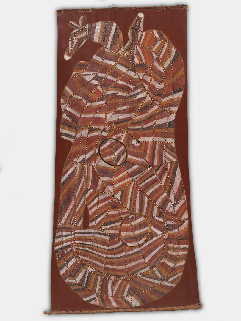 Rainbow Serpent's antilopine kangaroo (1991) by John Mawurndjul Â© John Mawurndjul/Copyright Agency. Collection: National Gallery of Australia, Kamberri/Canberra