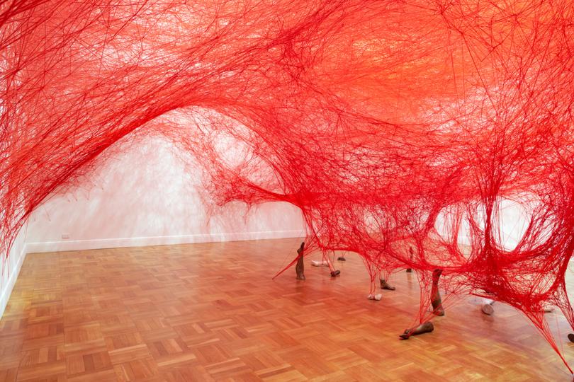 Absence embodied (2018) by Chiharu Shiota. Supplied: Art Gallery of South Australia, courtesy the artist and Anna Schwartz Gallery.