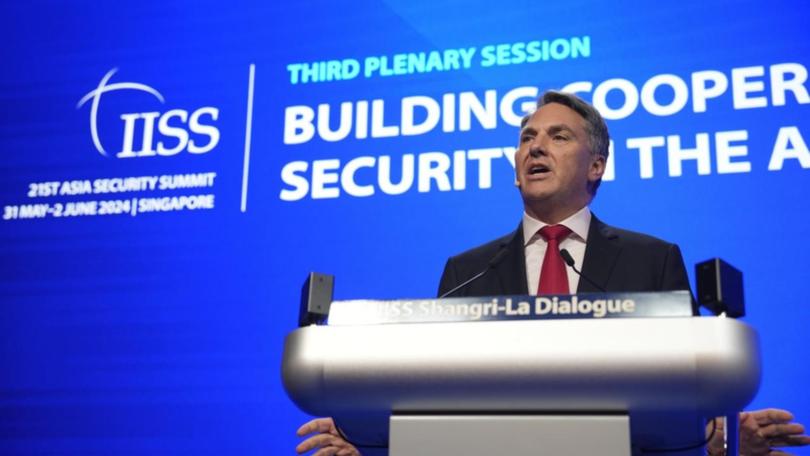 Richard Marles has given a speech calling on China to take a greater role in promoting peace.