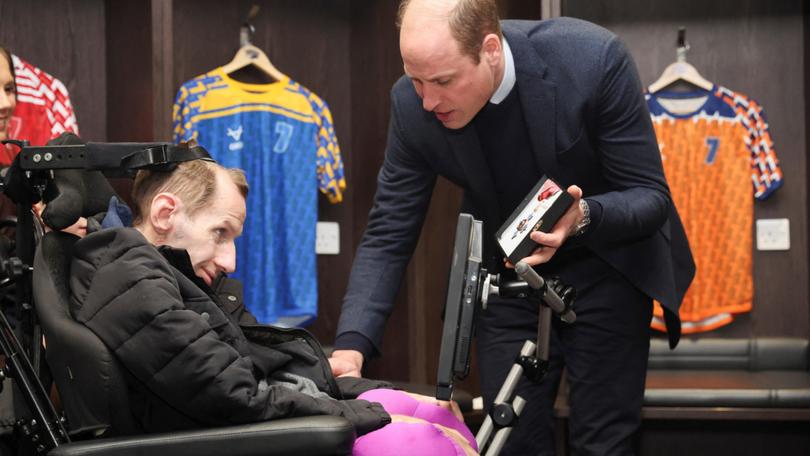 Prince William, Prince of Wales meets former rugby league player Rob Burrow to congratulate him for raising awareness of Motor Neurone Disease in January.