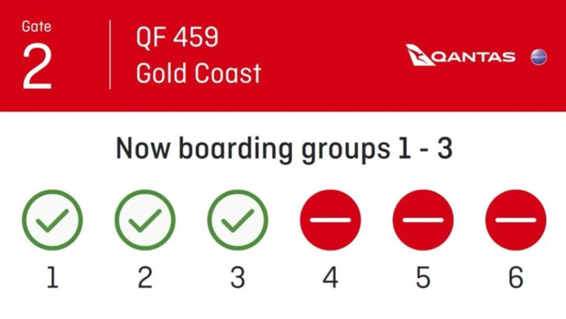 Passengers will get a group number of one to six. Qantas