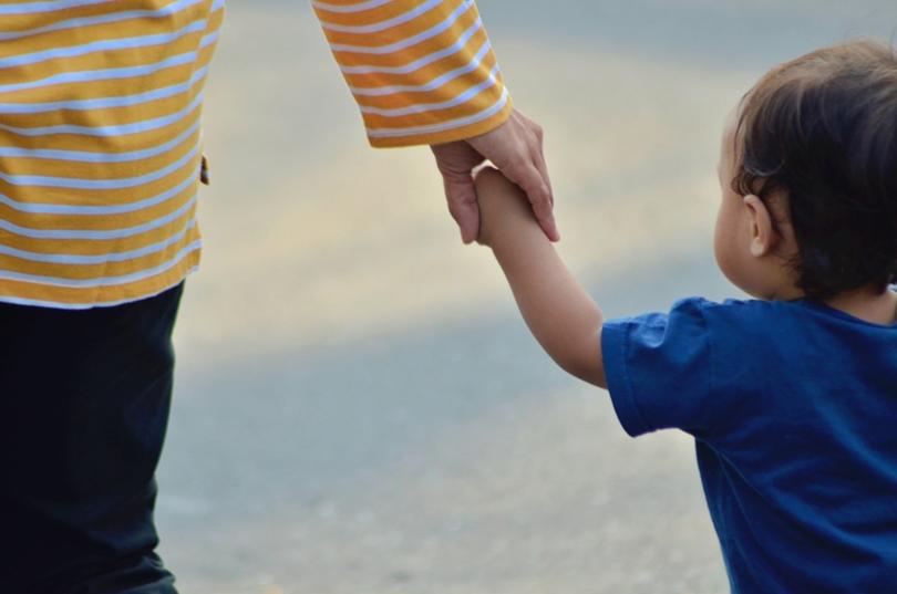 child, mother, hand