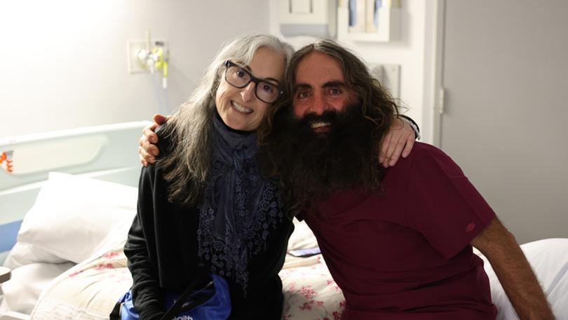 Costa Georgiadis with friend Camilla Ah Kin in the palliative care unit.